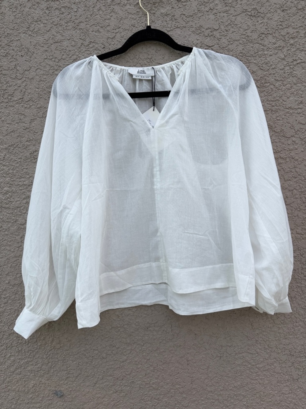 Love Stories White Sheer V-Neck Peasant Blouse